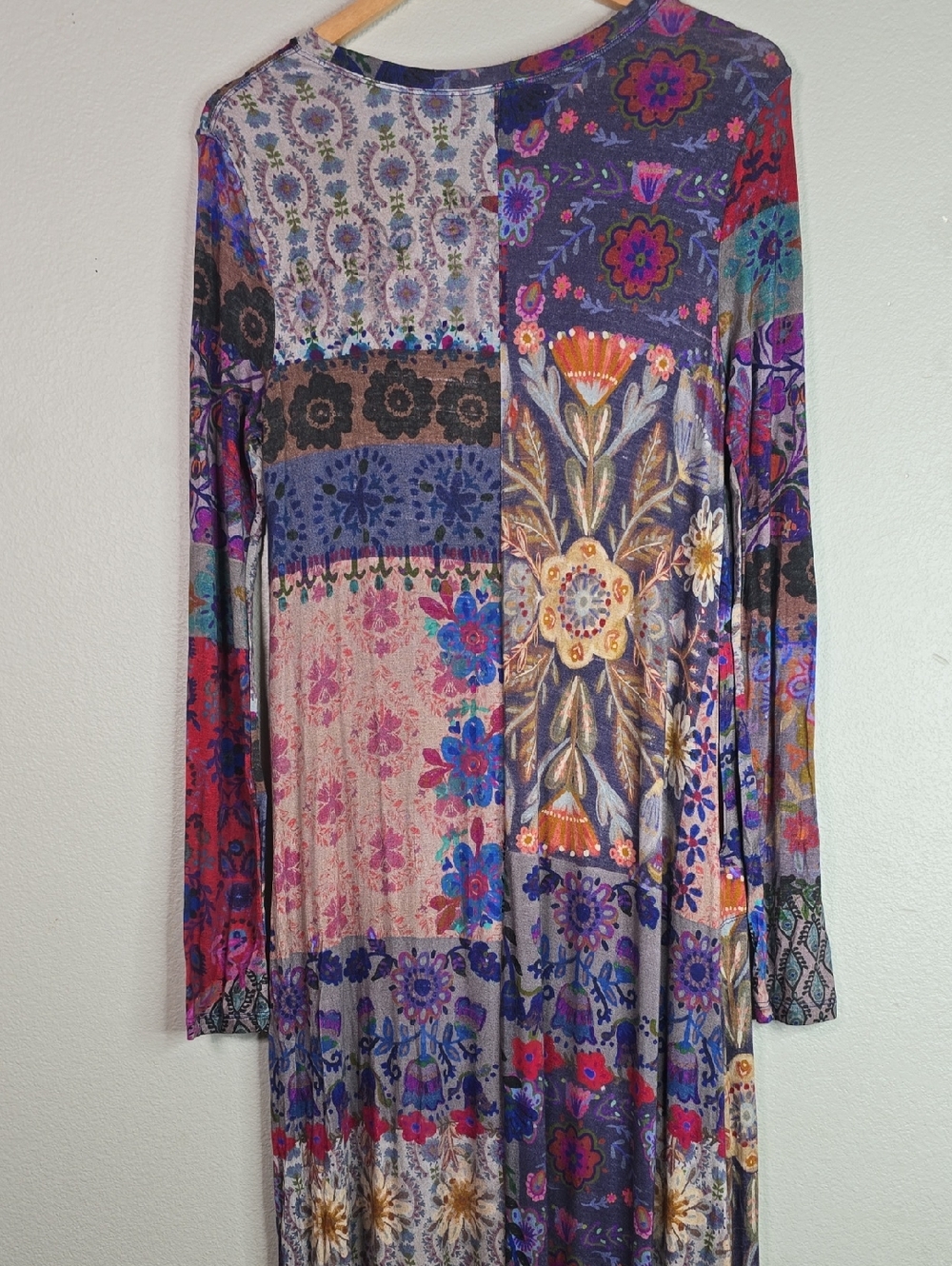 NATURAL LIFE Patchwork Floral Long-Sleeve Maxi Dress - Purple, Blue, Pink, Brown - Picture 8 of 9